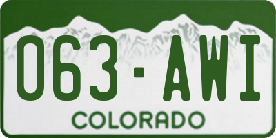 CO license plate 063AWI