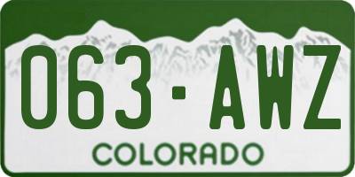 CO license plate 063AWZ