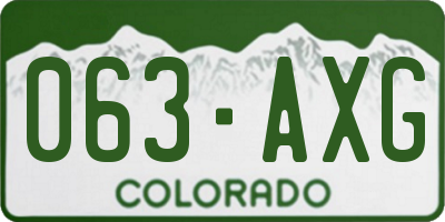 CO license plate 063AXG