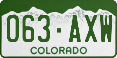 CO license plate 063AXW