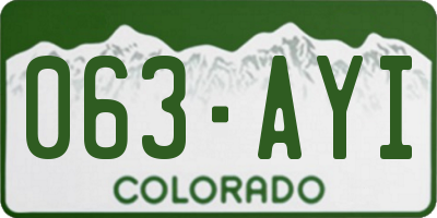 CO license plate 063AYI