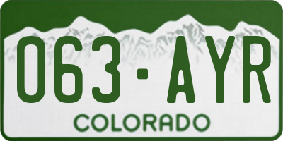 CO license plate 063AYR