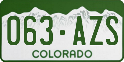 CO license plate 063AZS