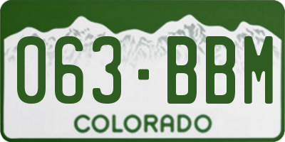 CO license plate 063BBM