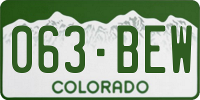 CO license plate 063BEW