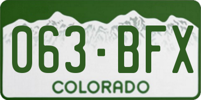 CO license plate 063BFX