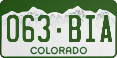 CO license plate 063BIA