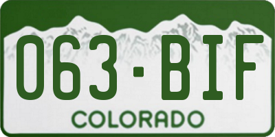CO license plate 063BIF