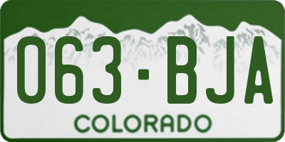 CO license plate 063BJA