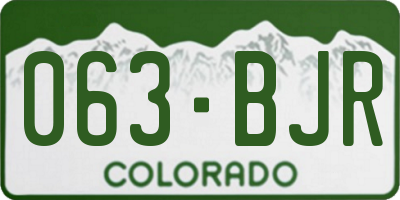 CO license plate 063BJR
