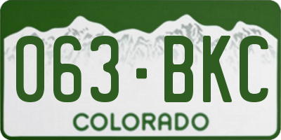 CO license plate 063BKC