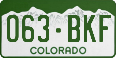 CO license plate 063BKF