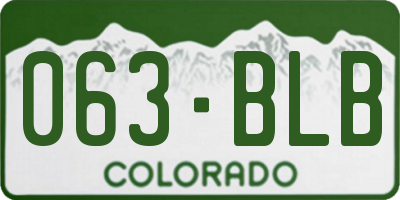 CO license plate 063BLB