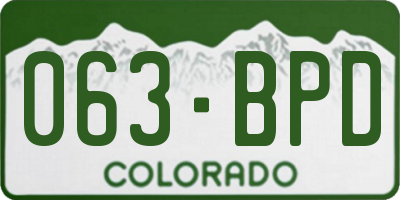 CO license plate 063BPD