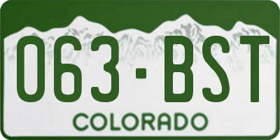 CO license plate 063BST