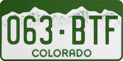 CO license plate 063BTF