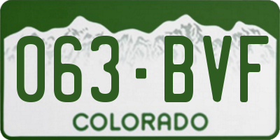 CO license plate 063BVF