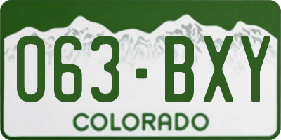 CO license plate 063BXY