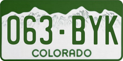 CO license plate 063BYK
