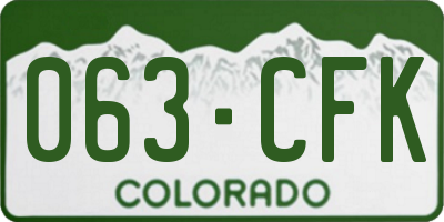 CO license plate 063CFK