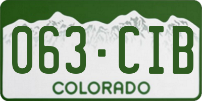 CO license plate 063CIB