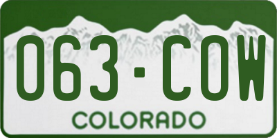 CO license plate 063COW