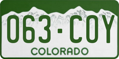 CO license plate 063COY