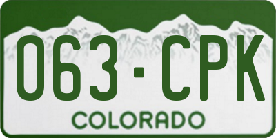 CO license plate 063CPK