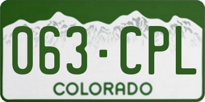 CO license plate 063CPL