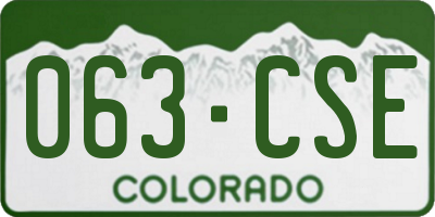 CO license plate 063CSE