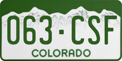 CO license plate 063CSF
