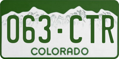 CO license plate 063CTR