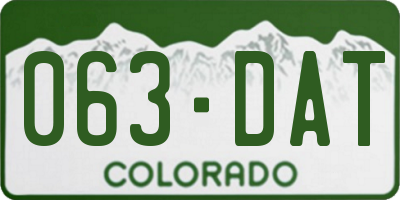 CO license plate 063DAT