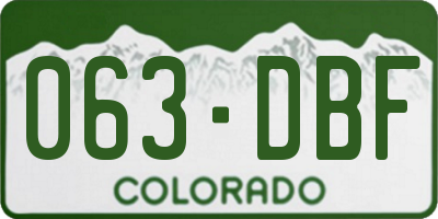 CO license plate 063DBF