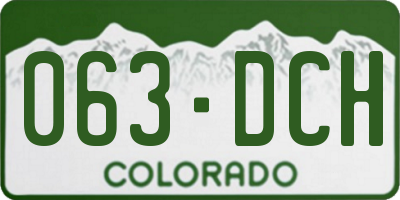 CO license plate 063DCH