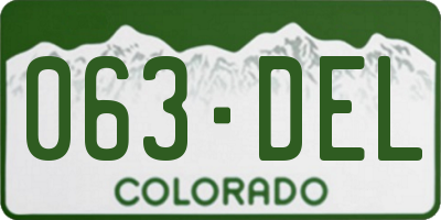 CO license plate 063DEL
