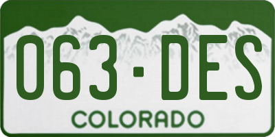 CO license plate 063DES