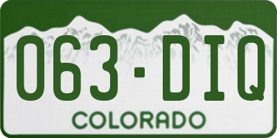 CO license plate 063DIQ