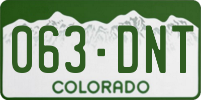CO license plate 063DNT