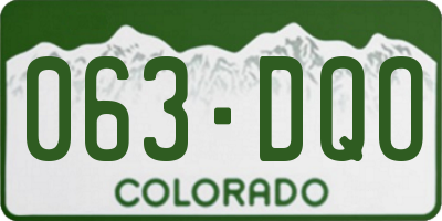 CO license plate 063DQO