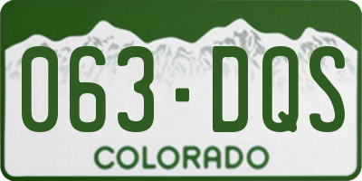 CO license plate 063DQS