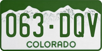 CO license plate 063DQV