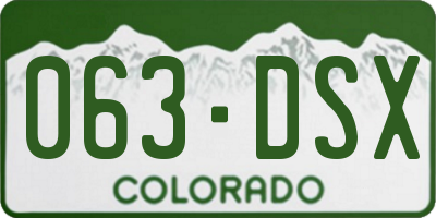 CO license plate 063DSX