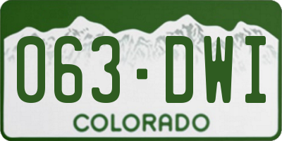 CO license plate 063DWI