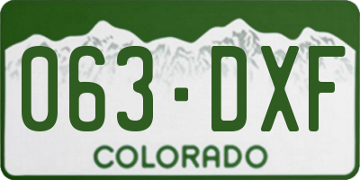 CO license plate 063DXF