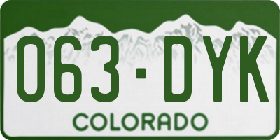 CO license plate 063DYK