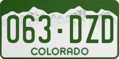 CO license plate 063DZD