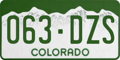 CO license plate 063DZS