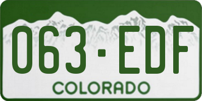 CO license plate 063EDF