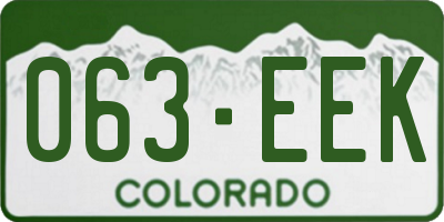 CO license plate 063EEK